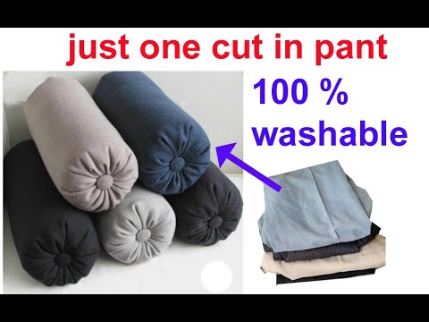 one cut in old pant -washable pillow and pillow cover making from old cloths /old cloths reuse idea